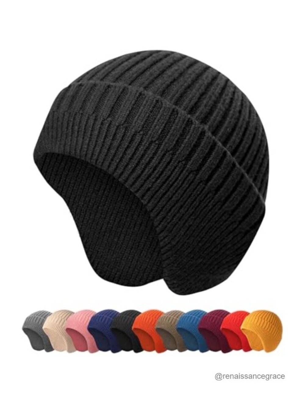 Knit Beanie Hat Warm Winter Slouchy Ear Cover Stretchable Unisex